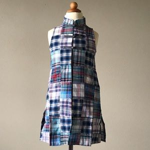 cotton blue madras dress handmade. Esquire junior